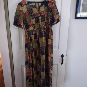 Vintage 90s Maxi Dress With Boho Patchwork Design Size 6